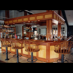 Acadia Restaurant Bar, in Solid Mahogany and Bird's Eye Maple Veneer