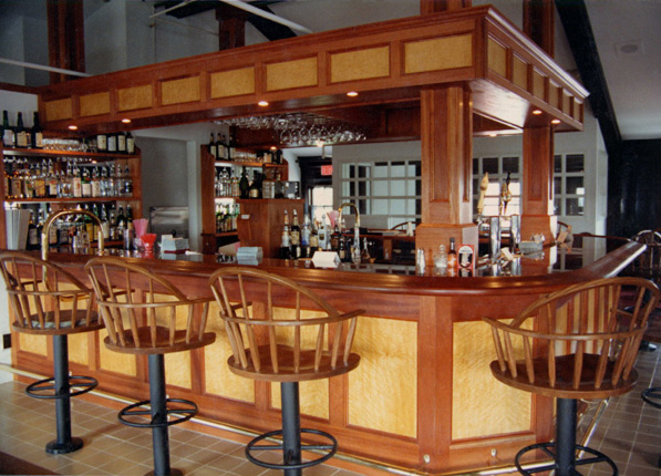 Acadia Restaurant Bar, in Solid Mahogany and Bird's Eye Maple Veneer