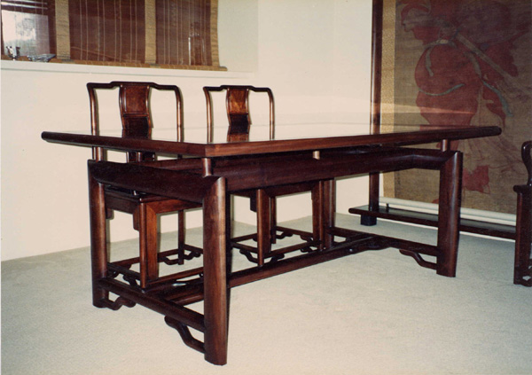 Chinese Walnut & Granite Set